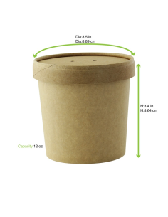 25Pcs - Pot carton brun chaud et froid avec couvercle carton   H85mm 350ml 2
