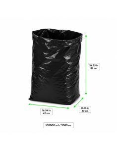 25 Pcs - Sac poubelle noir - 100000 ml, 42 cm, 40 cm, 87 cm 2