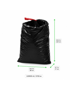 20 Pcs - Sac poubelle noir - 110000 ml, 36 cm x 17 cm x 110 cm 2