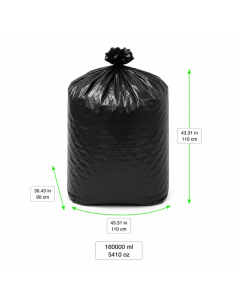 100 Pcs - Sac poubelle noir - 160 L, 90 cm x 110 cm, Résistant et Pratique 2