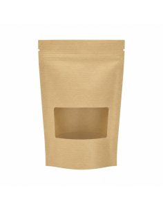200 Pcs - Sac poche debout kraft transparent - 13 cm x 21 cm, avec zip de fermeture