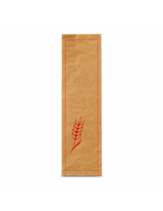 500 Pcs - Sac à pain papier kraft décor rouge - 18 cm x 7 cm x 61 cm