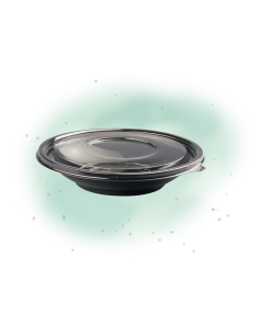 25 Pcs - Saladier PET rond noir - 750 ml, Hauteur: 30 mm, avec couvercle 2