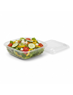150 Pcs - Saladier PET carré transparent - 1000 ml, 19 x 19 cm, Hauteur: 5,5 cm 2