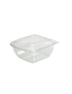 150 Pcs - Saladier PET carré transparent - 1500 ml, 19 x 19 cm, Hauteur: 8 cm