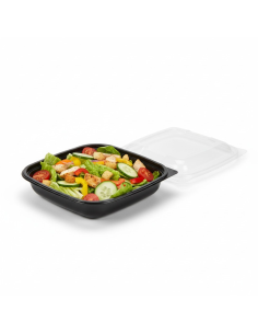 150 Pcs - Saladier PET carré noir - 750 ml, 19 x 19 cm, Hauteur: 4,5 cm 2
