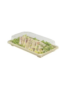 50 Pcs - Barquette pulpe "Itto" avec couvercle PS transparent - 21,6 x 13,5 x 4 cm 2