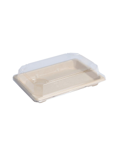 50 Pcs - Barquette pulpe avec couvercle "Itto" - 18,8 x 13 cm, Hauteur: 1,5 cm