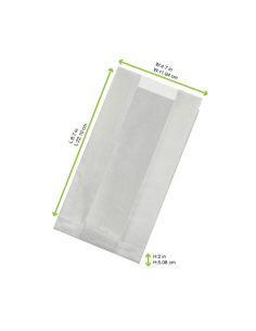1000 Pcs - Sac papier ingraissable kraft blanc - 22 cm, 12 cm, 5 cm, avec fenêtre 2