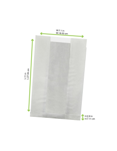 1000 Pcs - Sac en papier blanc ingraissable avec fenêtre - 28 x 18 x 8 cm 2