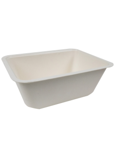 100 Pcs - Barquette scellable pulpe laminée PLA - 1200 ml, 19 x 13,7 cm, Hauteur: 7 cm