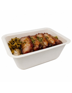 100 Pcs - Barquette scellable pulpe laminée PLA - 1200 ml, 19 x 13,7 cm, Hauteur: 7 cm 2
