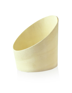 25 Pcs - Tube bois oblique - 70 ml, Diam: 6,5 cm, Hauteur: 7 cm