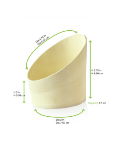 25 Pcs - Tube bois oblique - 70 ml, Diam: 6,5 cm, Hauteur: 7 cm 2