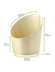25 Pcs - Tube en bois oblique - 270 ml, Diam: 9,5 cm, Hauteur: 10,2 cm 2