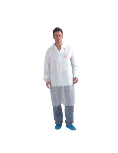 100 Pcs - Blouse visiteur non tissé blanc - Épaisseur 40 g/m², Boutons pression