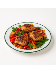 12 Pcs - Assiette en acier émaillé blanc à bord vert - Ø240 mm, Hauteur: 30 mm 2