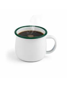 12 Pcs - Mug Émaillé Blanc avec Bord Vert - 150 ml, Ø 80 mm, Hauteur 60 mm 2
