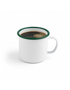 12 Pcs - Mug Émaillé Blanc Acier Bord Vert - 250 ml, Ø: 90 mm, H: 70 mm 2