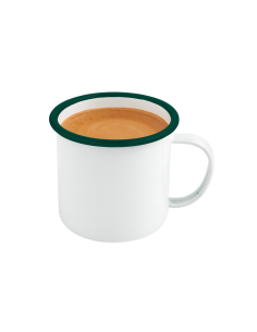 12 Pcs - Mug en acier émaillé blanc bord vert - 750 ml, Ø: 130 mm, Hauteur: 100 mm 2