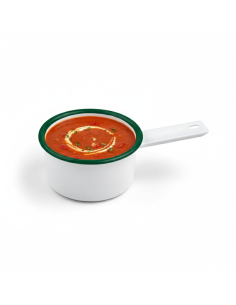 12 Pcs - Mini casserole blanche en acier émaillé - 200 ml, Ø 90 mm, Hauteur: 47 mm 2