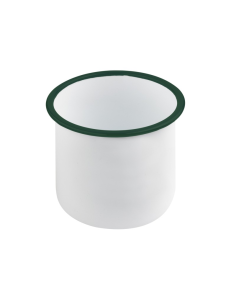 12 Pcs - Pot en acier émaillé blanc et vert - 1200 ml, Ø120 mm, Hauteur: 120 mm