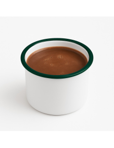 12 Pcs - Pot en acier émaillé blanc à bord vert - 350 ml, Ø80 mm, H80 mm 2