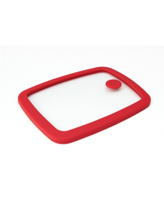 6 Pcs - Couvercle GN 1/2 verre trempé et silicone avec 2 bouchons silicone  325x265mm H17mm