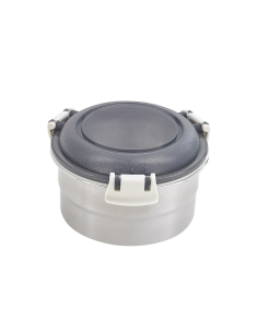 12 Pcs - Boite ronde inox avec couvercle plastique - 600 ml, Ø 137 mm, H 73 mm