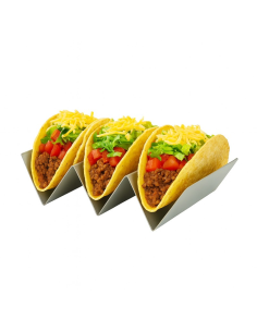 6 Pcs - Support à tacos NoxTray - Acier inoxydable, 200x100 mm, Hauteur: 50 mm 2