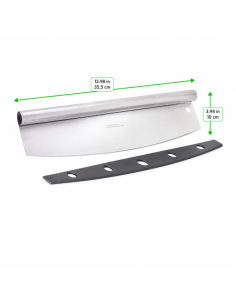 6 Pcs - Couteau à pizza rocker en inox - 355 x 100 mm, avec étui protecteur 2