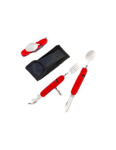 24 Pcs - Couverts de poche multifonctions - Plastique rouge, 110x20 mm, Hauteur: 10 mm