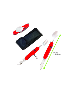 24 Pcs - Couverts de poche multifonctions - Plastique rouge, 110x20 mm, Hauteur: 10 mm 2