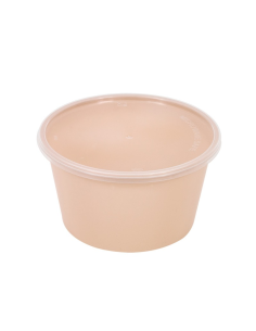 50 Pcs - Bol Reemp beige PP avec couvercle - 470 ml, Ø 159 mm, Hauteur: 52 mm