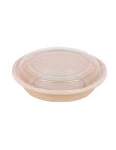 50 Pcs - Bol Reemp beige PP - 700 ml, Ø 182 mm, Hauteur: 51 mm, Couvercle transparent