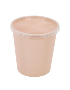 50 Pcs - Bol Reemp beige PP avec couvercle - 1000 ml, Ø 120 mm, Hauteur: 125 mm