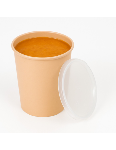 50 Pcs - Bol Reemp beige PP avec couvercle - 1000 ml, Ø 120 mm, Hauteur: 125 mm 2