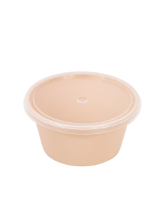 100 Pcs - Bol Reemp beige PP avec couvercle - 120 ml, Ø77 mm, Hauteur: 40 mm