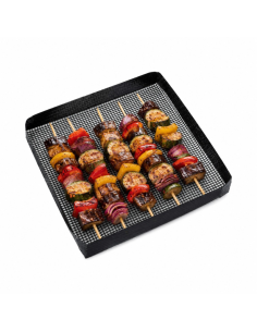 2 Pcs - Plaque grillagée en silicone avec bordure pour BBQ 279x279mm H30mm 2