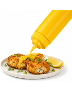 6 Pcs - Squeezer souple jaune 1 embout, plastique BPA free  H195mm 350ml 2