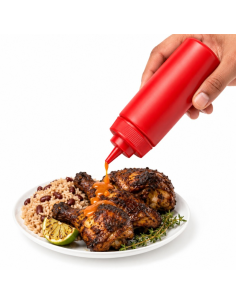 6Pcs - Squeezer souple rouge 1 embout, plastique BPA free  H195mm 350ml 2