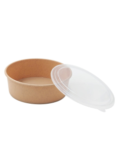 10 Pcs - Combo Saladier Kraft avec couvercle transparent - Ø185 mm, Hauteur: 68 mm