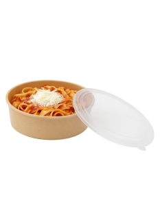 10 Pcs - Combo Saladier Kraft avec couvercle transparent - Ø185 mm, Hauteur: 68 mm 2