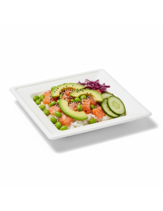 24 Pcs - Assiette pulpe carrée blanche - 16 x 16 cm x 1,5 cm 2