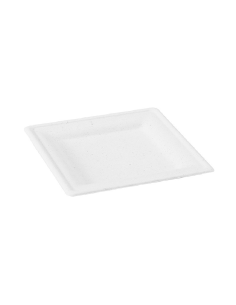 6 Pcs - Assiette carrée pulpe blanche - 18 cm x 18 cm x 1,5 cm