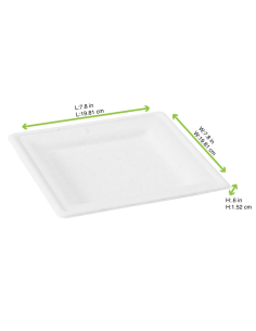 24 Pcs - Assiette pulpe carrée blanche - 20 x 20 cm x 1,2 cm 2