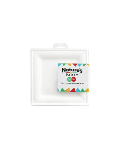 10 Pcs - Assiette pulpe carrée blanche - 26 x 26 cm, Eco-responsable