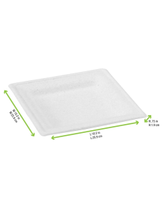 10 Pcs - Assiette pulpe carrée blanche - 26 x 26 cm, Eco-responsable 2