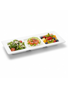 4Pcs - Assiette pulpe rectangulaire 3 compartiments 260x110mm 2