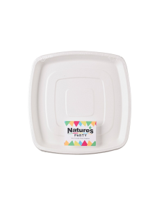 2 Pcs - Plateau traiteur carré pulpe blanc - 30,4 x 30,4 cm, Hauteur: 2,5 cm